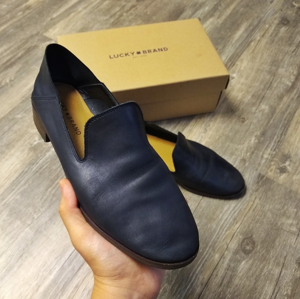 Lucky Brand Leather Loafers Slip on Flat